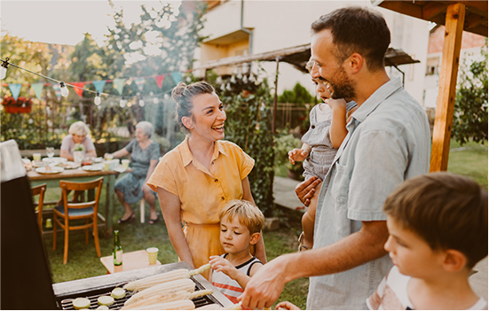 family enjoying a BBQ